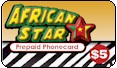African Star prepaid phone card
